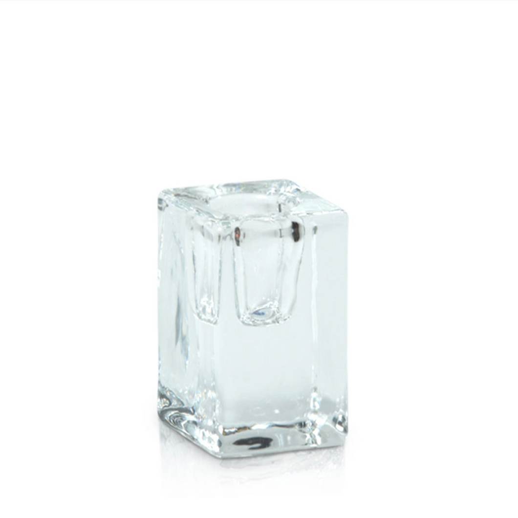 Glass Cube Taper Holder 4x6cm