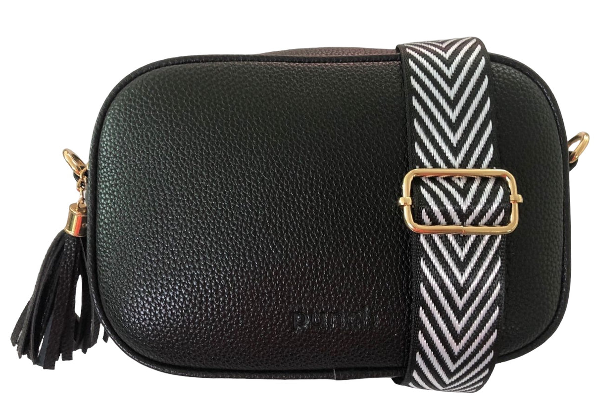 Vegan Leather Cross Body Bag Black Made on Earth