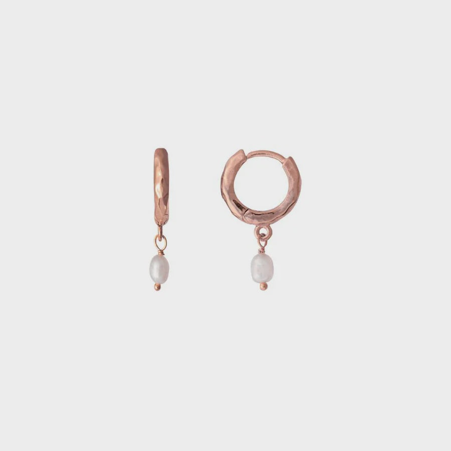 Clam Earring with Pearl - Rose Gold