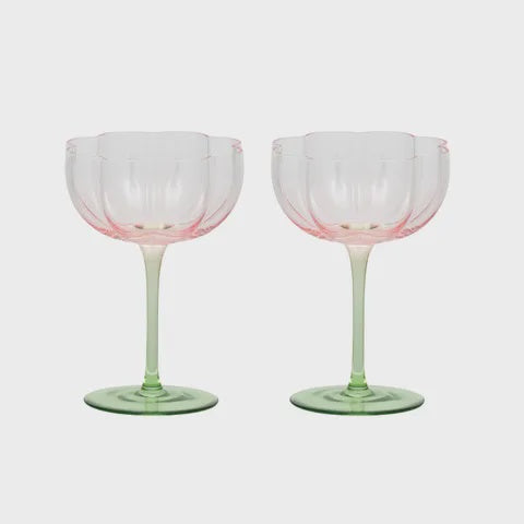 Lotti S/2 Tulip Glass 10x14cm Pink/Green