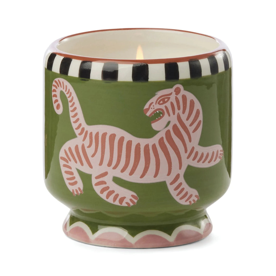 Adopo 8oz Ceramic Candle - Tiger Black Cedar & Fig