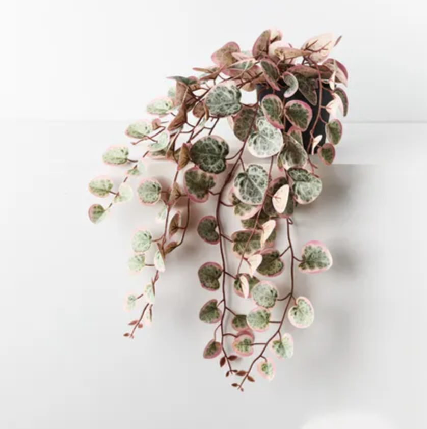 String of Hearts in Pot Pink/Green 48cm