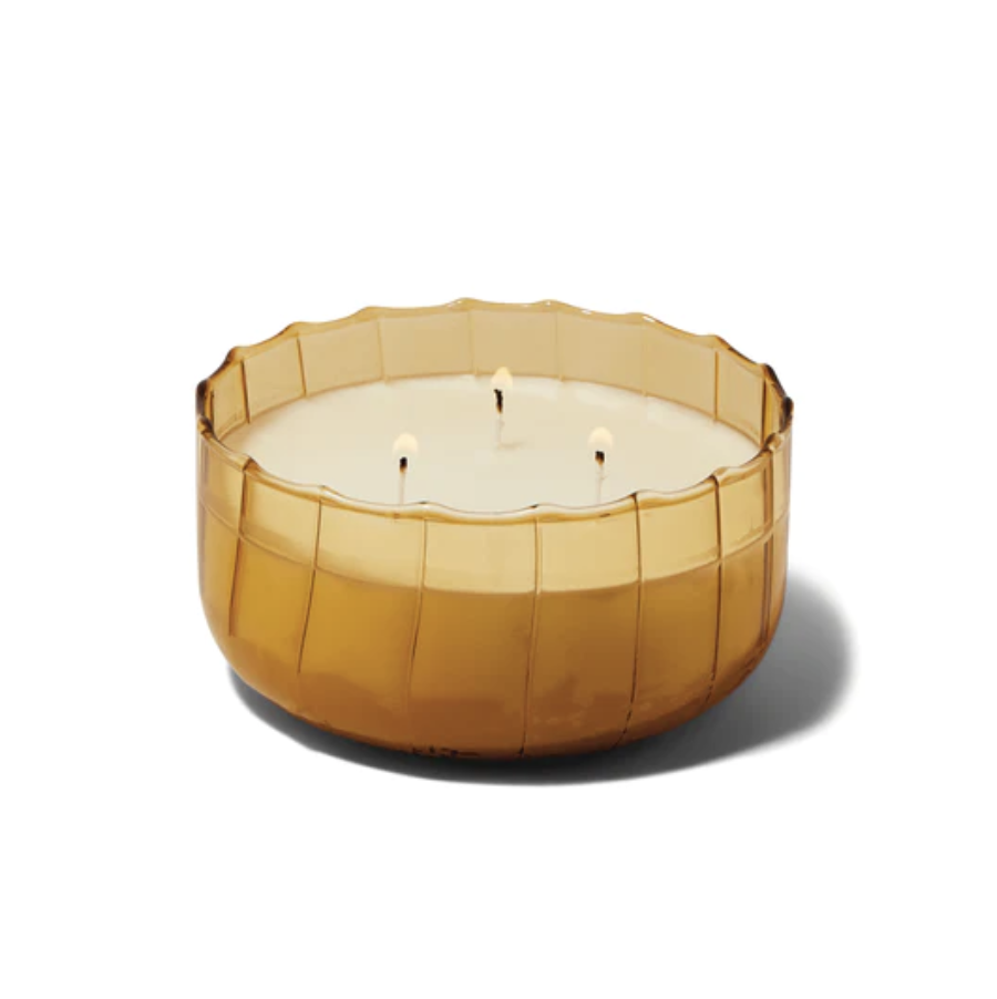 Ribbed Borosilicate Glass Candle 12oz - Golden
