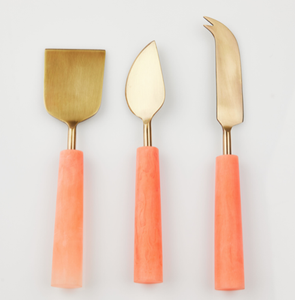 Resin Handle Cheese Set of 3 - Orange