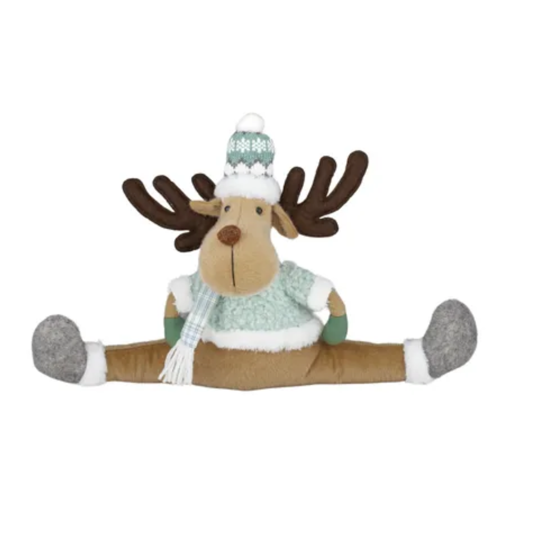 Deer Doorstop Fabr/Stone 47x29cm Green