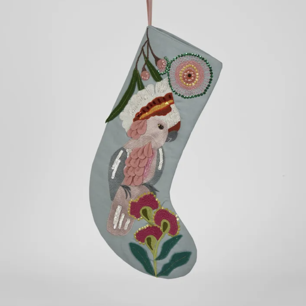 Galah Embroidered Stocking Blue