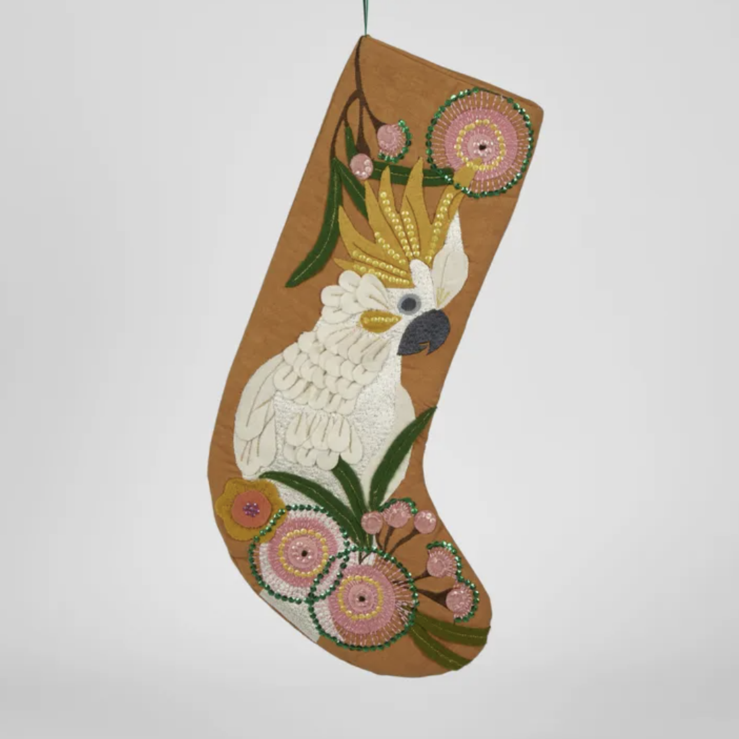 Butterum Cockatoo Embroidered Stocking