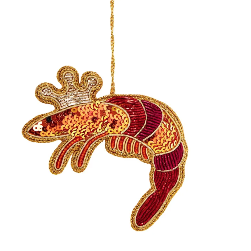 King Prawn Sequin Tree Decoration