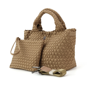 Woven Neoprene Mini Tote With Pouch - Nude