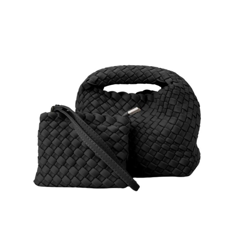 Woven Neoprene Tiny Tote - Black