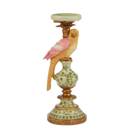 Polly Parrot Resin C'Holder 12x32cm Pink