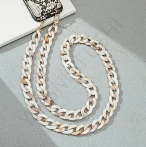 Acrylic Cross Body Phone Chain - Beige