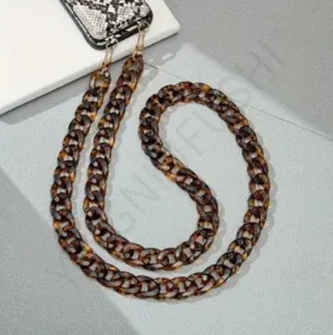 Acrylic Cross Body Phone Chain - Tortoise