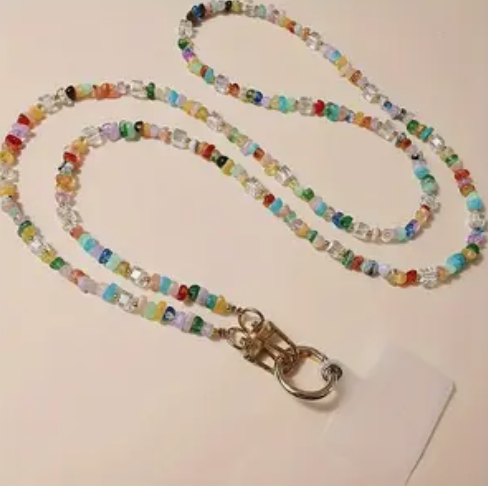 Rainbow Bead Cross Body Phone Chain