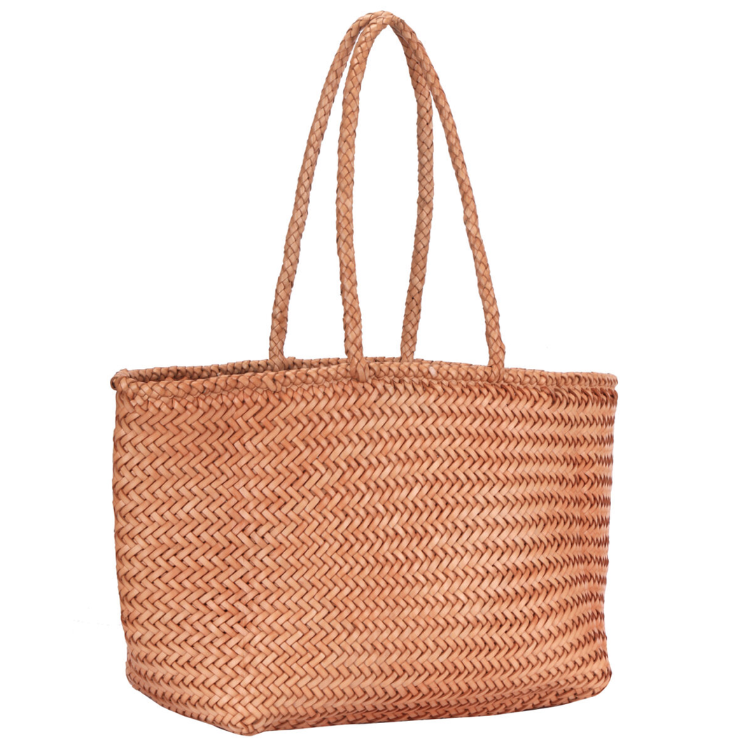 Amalfi Woven Leather Shopper - Black