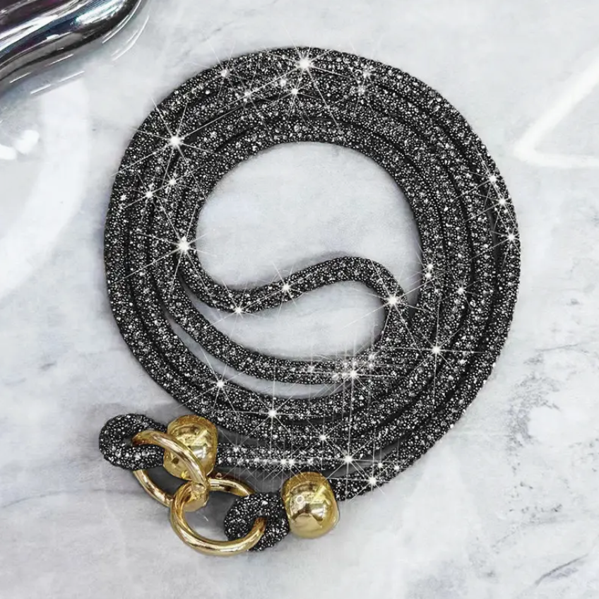 Black Rhinestone Cross Body Phone Chain