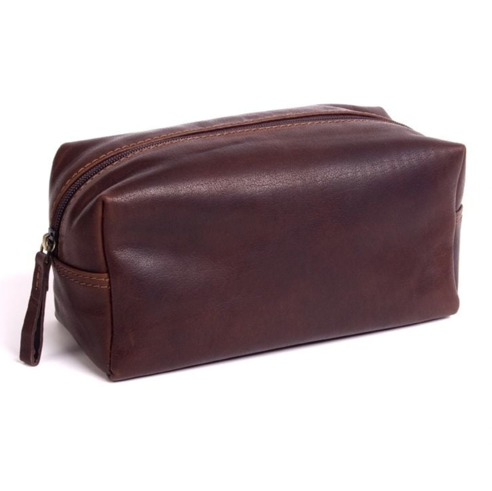 Jimmy Leather Toiletry Bag - Brown