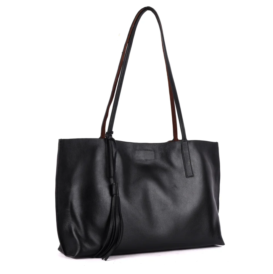 Havana Leather Tote - Black