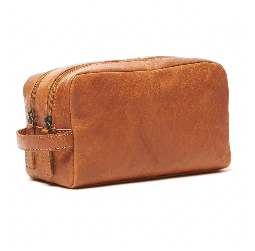 Corso Leather Toiletry Bag - Tan