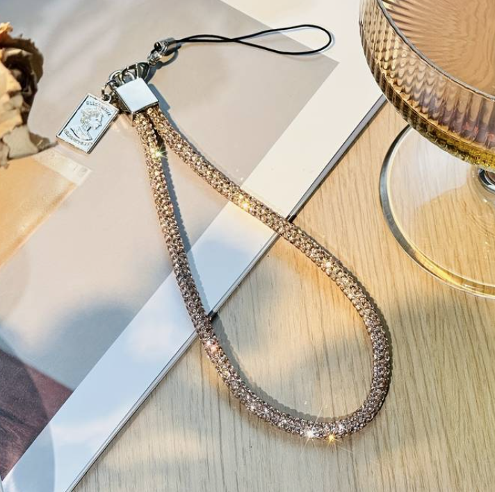 Rhinestone Phone Wrist Strap - Champagne