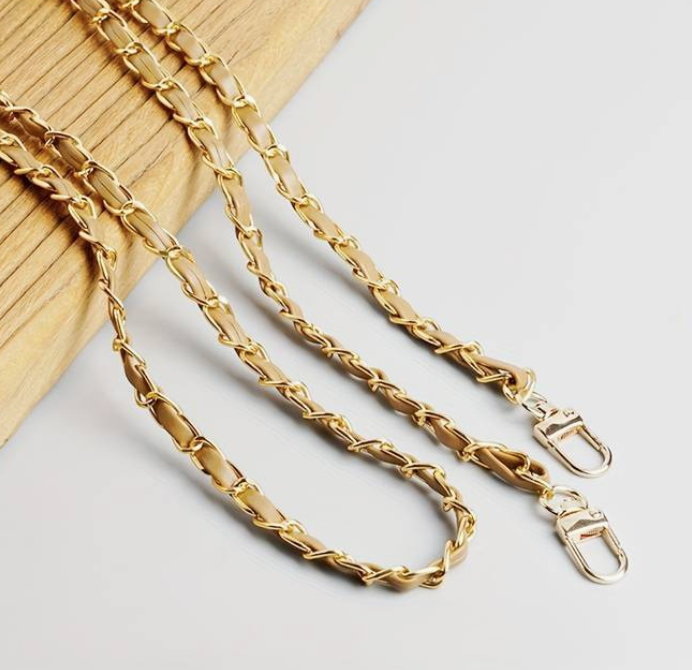 Faux Leather + Chain Phone Strap - Tan