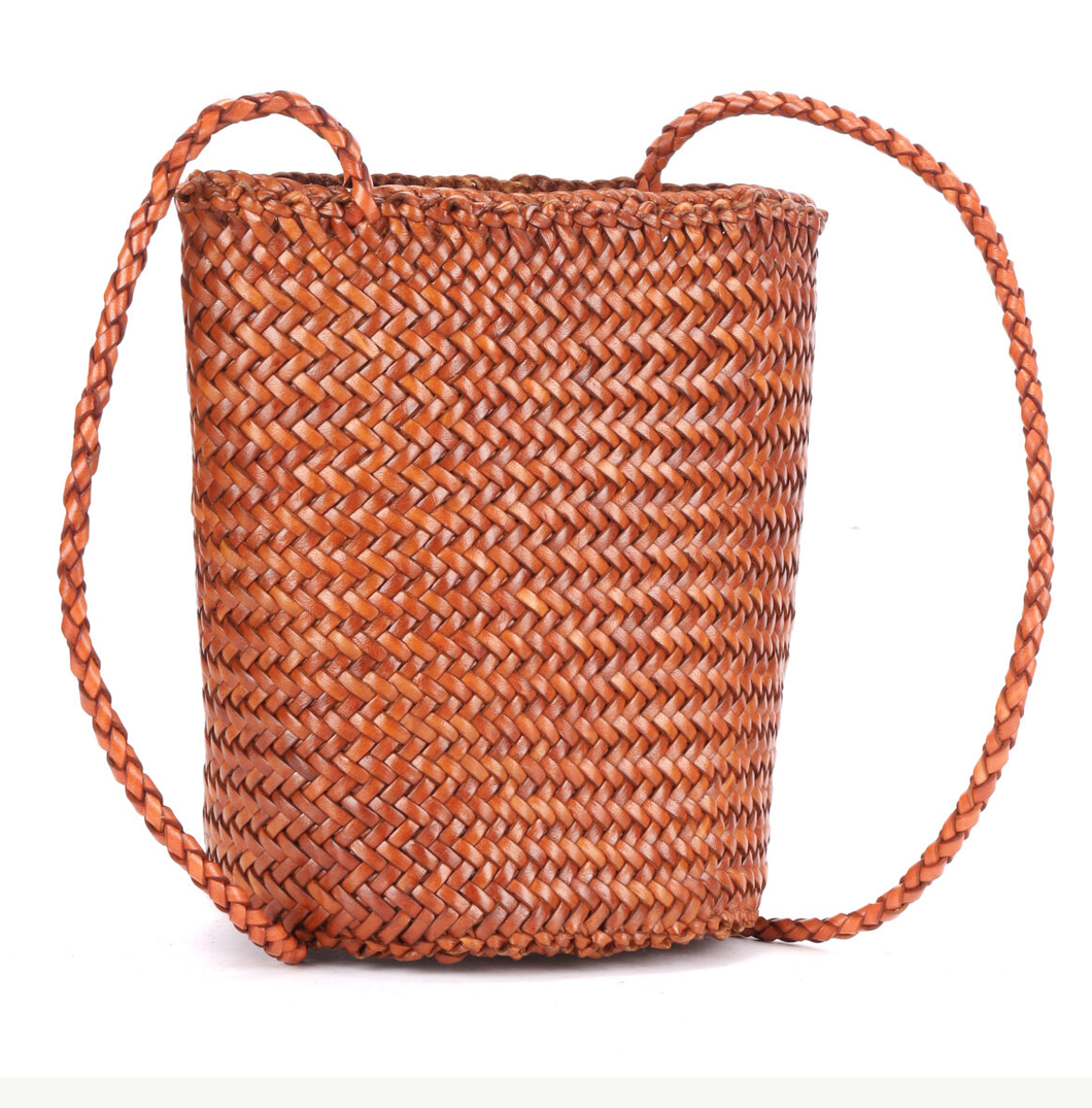 Sorrento Leather Bucket Bag - Cognac