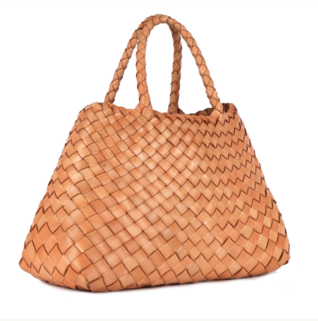 Portofino Woven Leather Bag - Nude