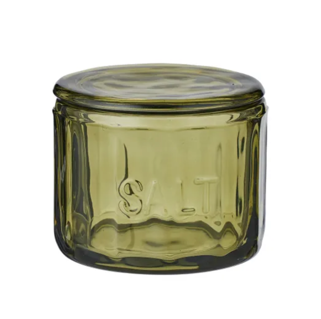 Lia Glass Salt Jar 9.5x8cm Green