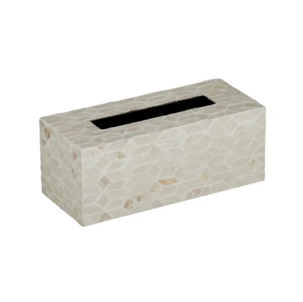 Belle Inlay Tissue Box 23.5x14x11cm Ivory