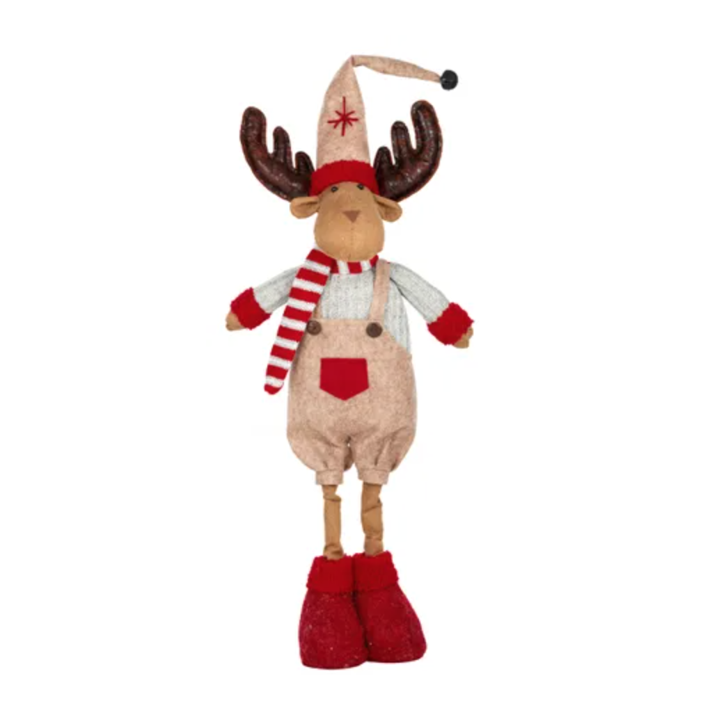 Standing Deer W/Scarf Fab 54cm Grey