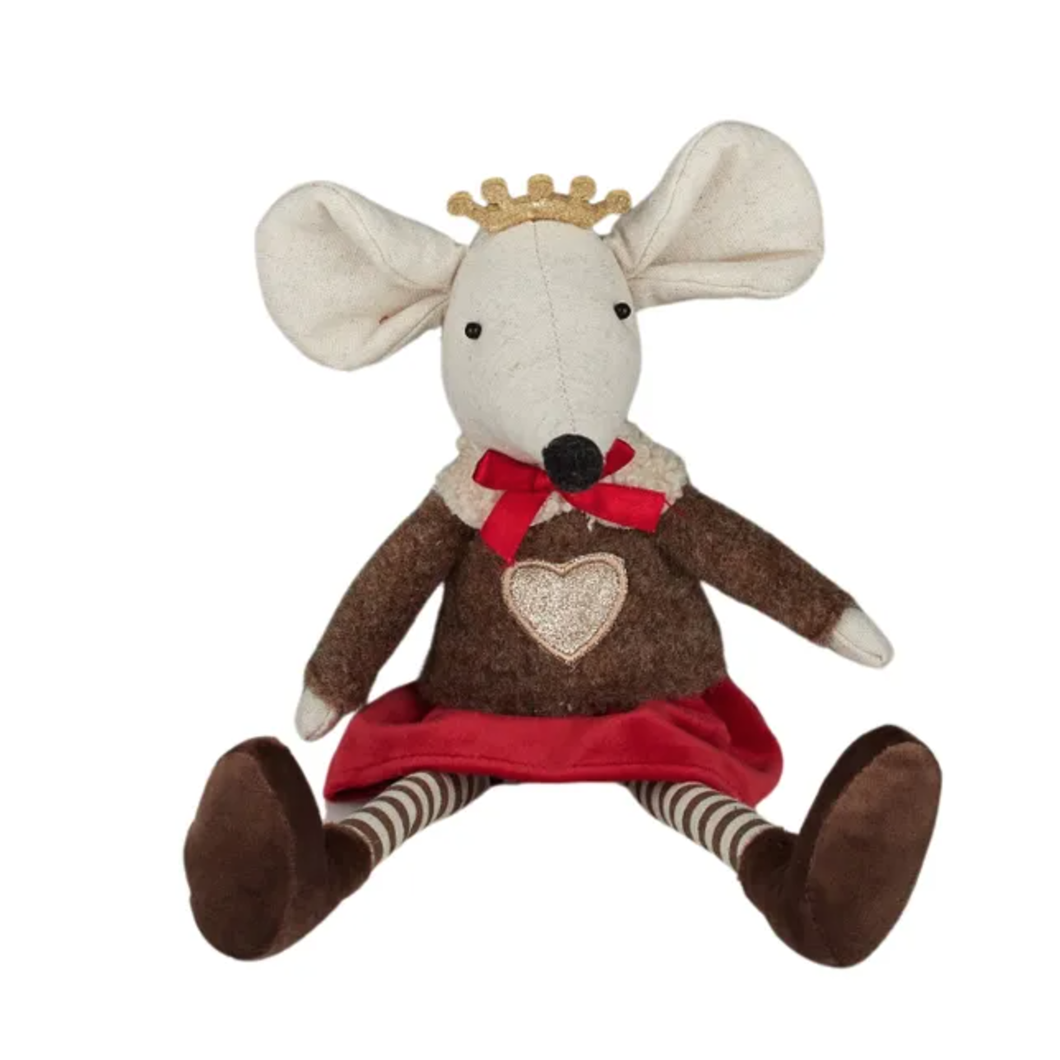 Mouse Sitting Fabric 30cm Brown/Red