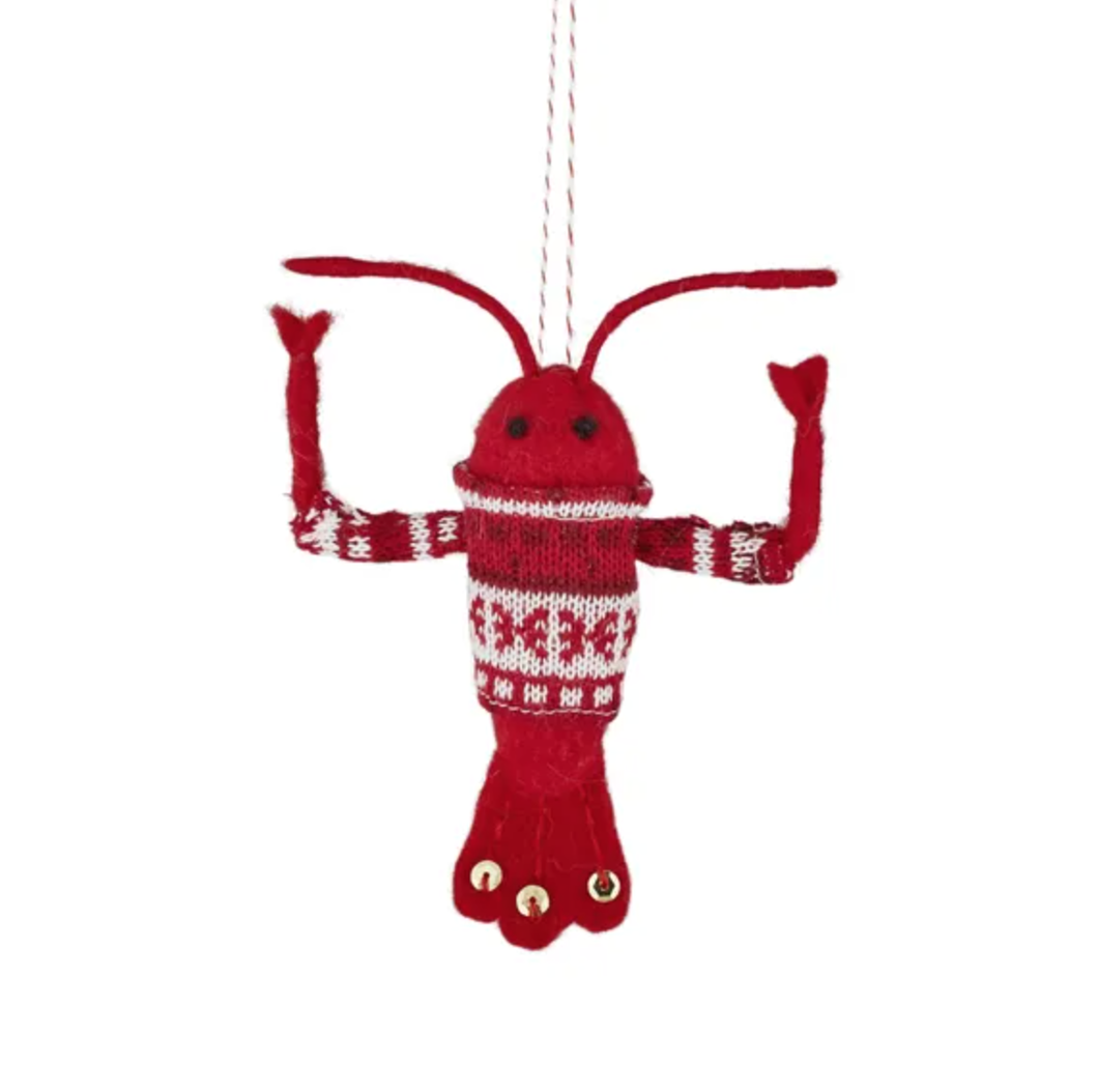 Xmas Crayfish Hanger Felt 11x13cm Red