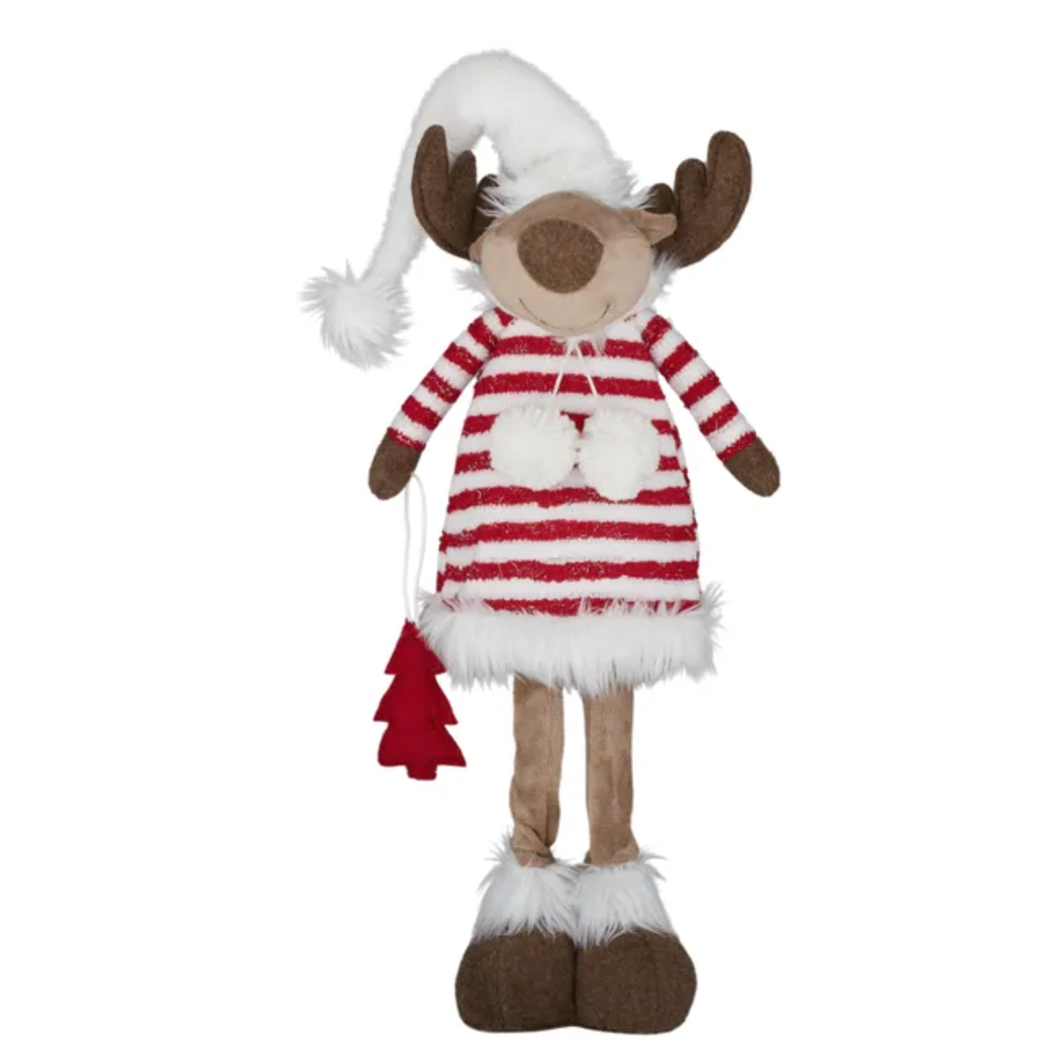 Reindeer Standing Fabric 70cm Red/Wh