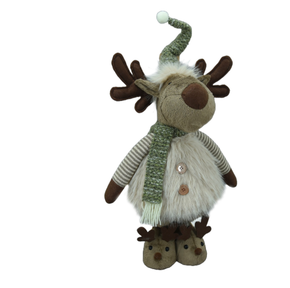 Stubby Deer w/Scarf 63cm Bn/Grn