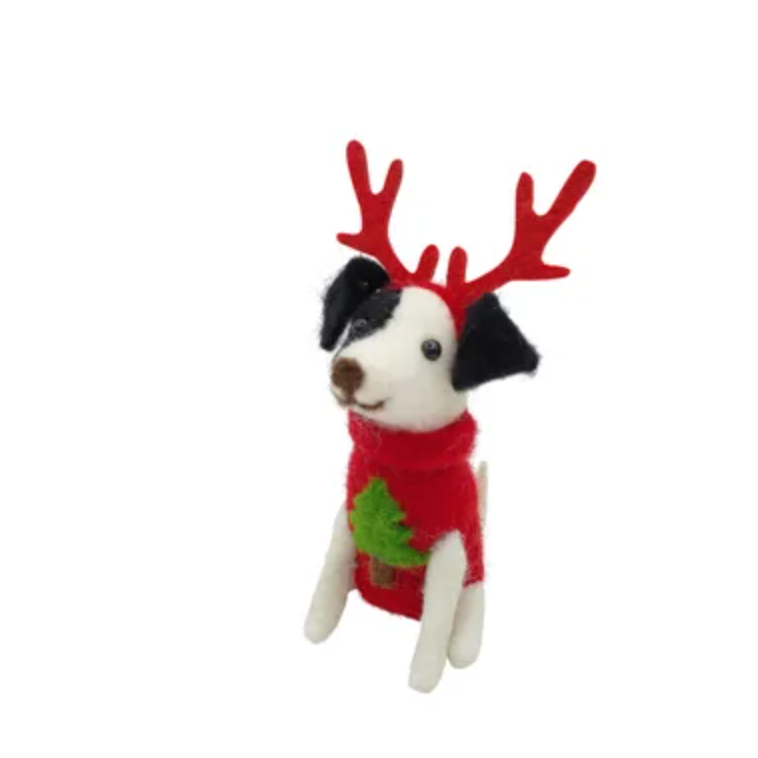 Puppy in a Costume Felt 7x13cm Red