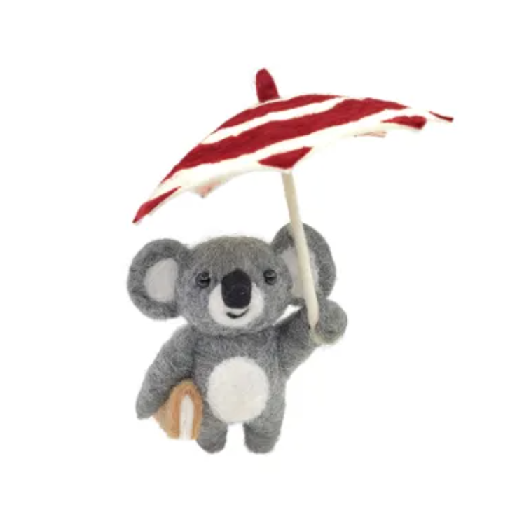 Koala w/umbrella Hanger Felt 14x17cm