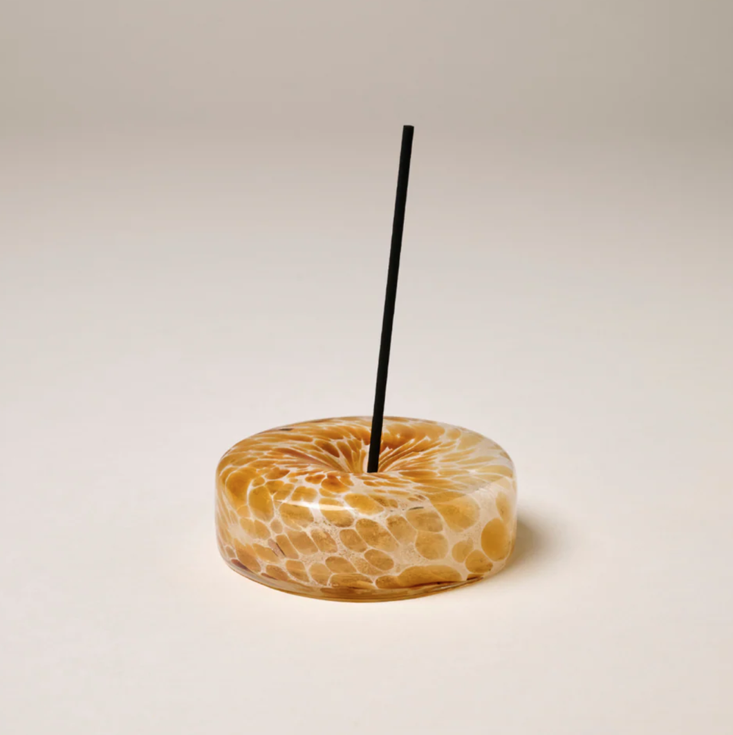 Glass Marble Incense Holder - Brown