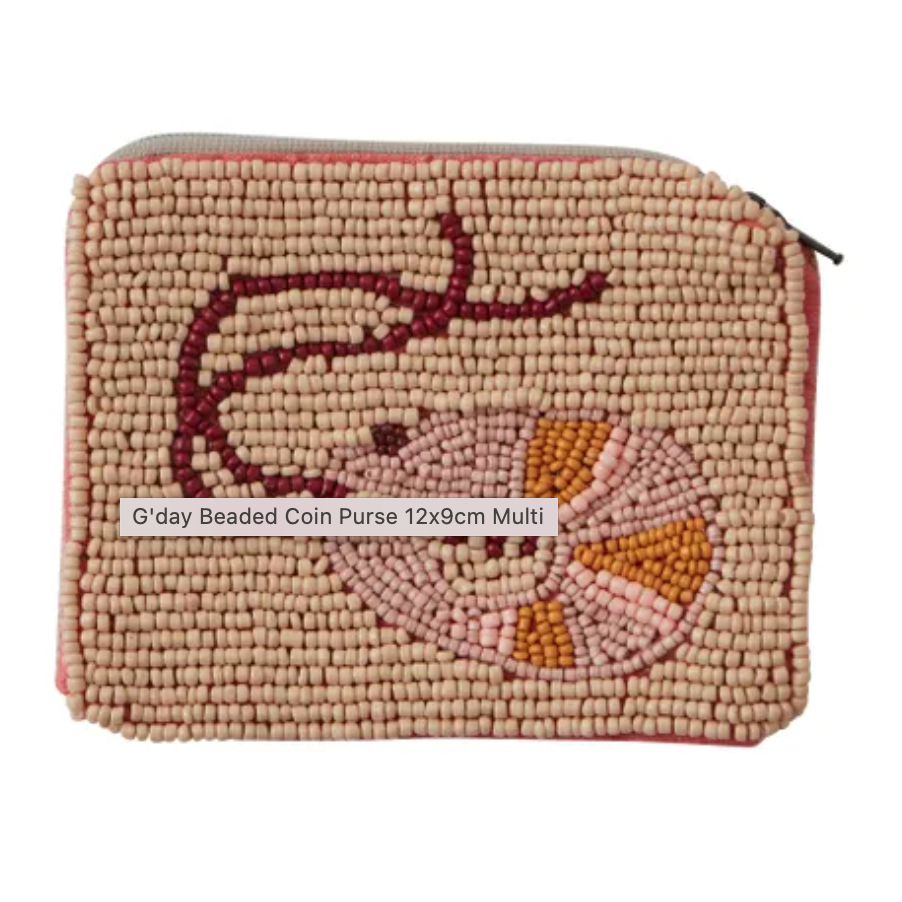 G'day Beaded Coin Purse 12x9cm Multi