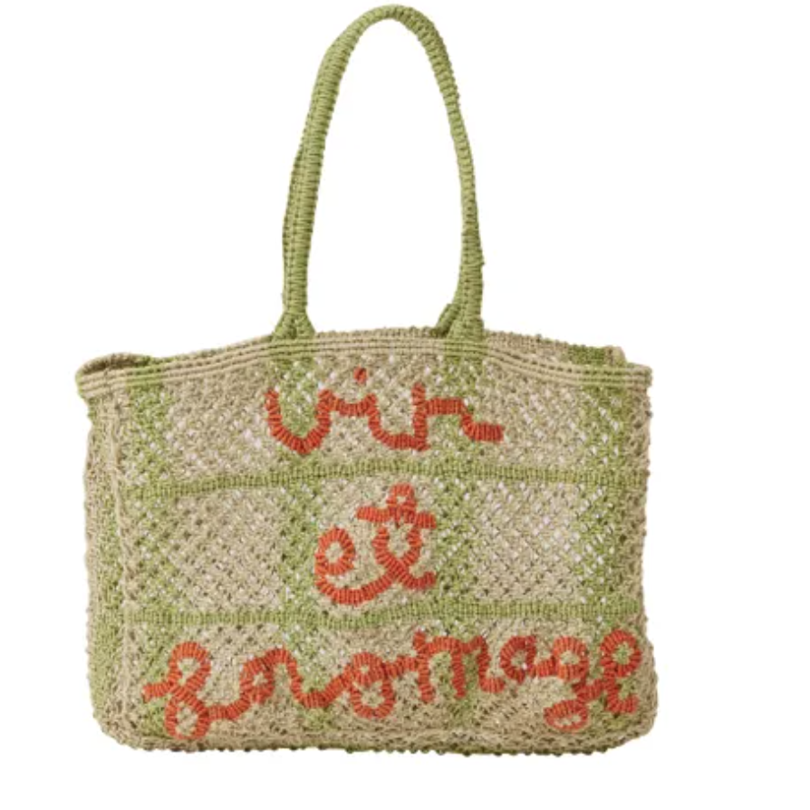 Vin et Fromage Jute Tote Bag 45x10x33cm