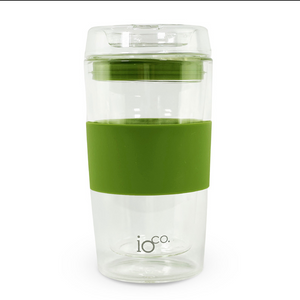 12oz Glass Travel Cup - Olive Green