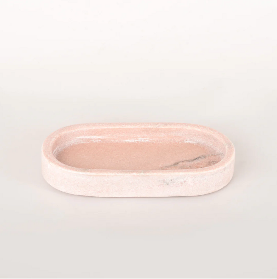 Oval Marble Tray 22x11cm - Pink
