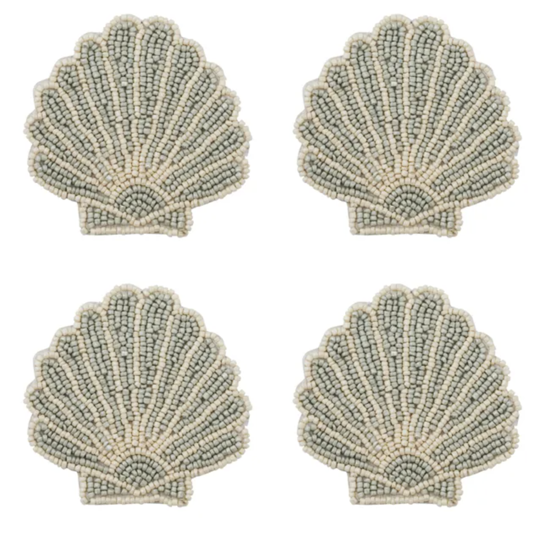 Venus S/4 Beaded Coasters 10cm Seafoam