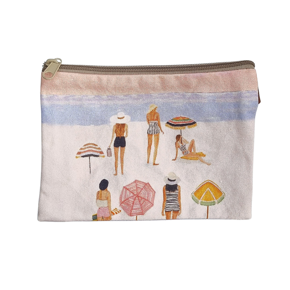 Small Canvas Pouch - Beach Umbrellas