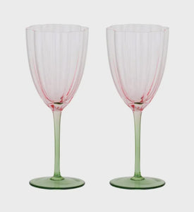 Lotti S/2 Tulip Wine Glass 8x22cm Pk/Gn