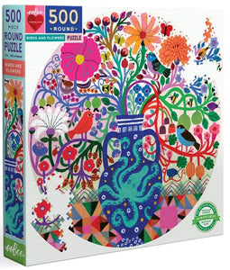 500pc Round Puzzle - Birds & Flowers