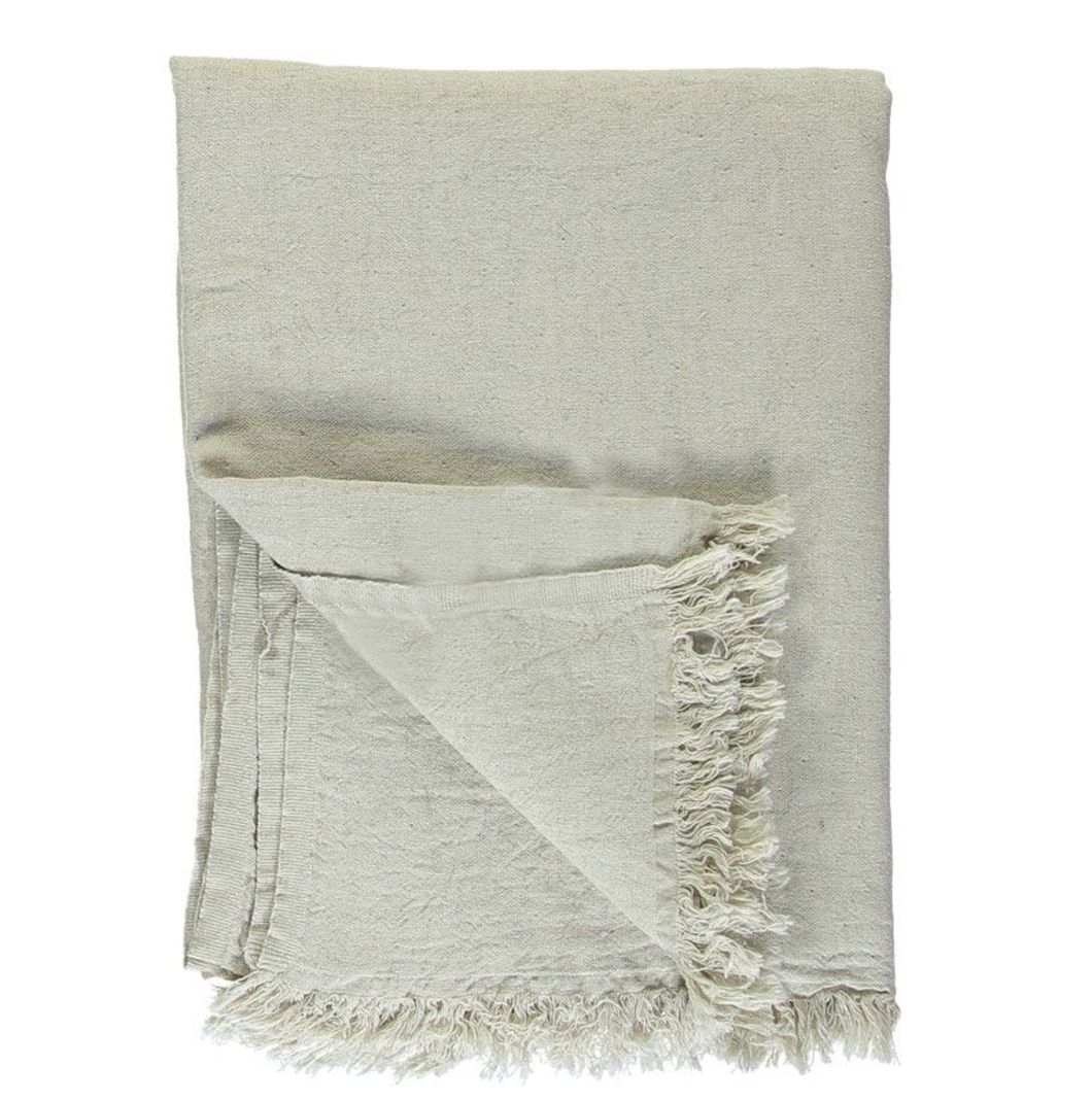 Atmosphere Linen/Cotton Throw 135x185cm - Natural/Off White
