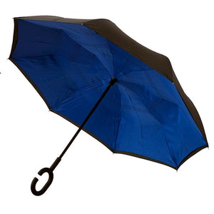 Outside-In Inverted Umbrella - Black/Blue