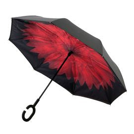 Outside-In Inverted Umbrella - Red Flower