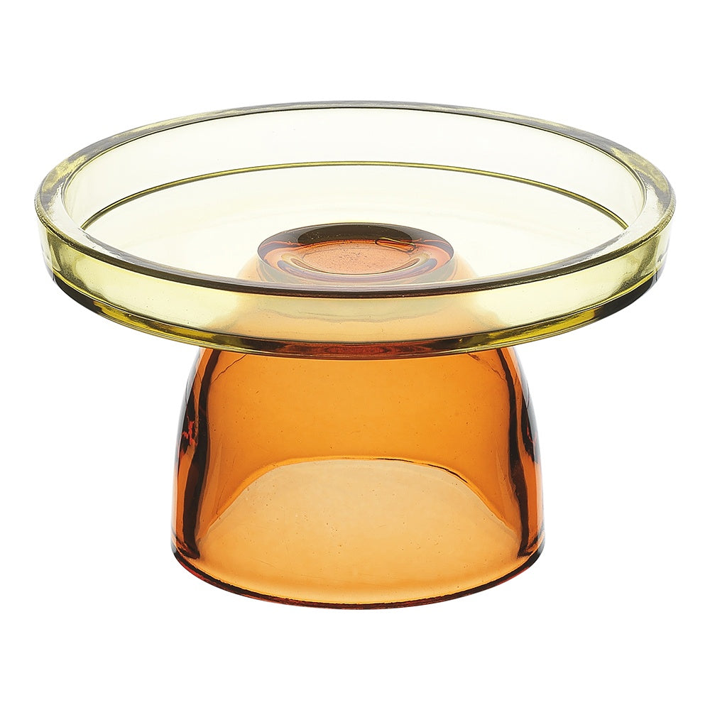 Gateaux Glass Cake Stand 15cm - Yellow/Orange