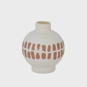 Flint Ceramic Vase - White/Rust 10x12cm
